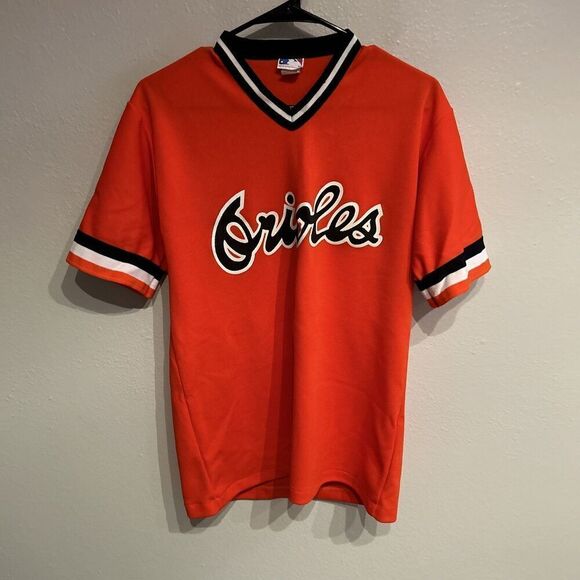 Vintage MLB Baltimore Orioles Mens Small Made In USA Pro Knit Jersey Orange 80s - Picture 1 of 7